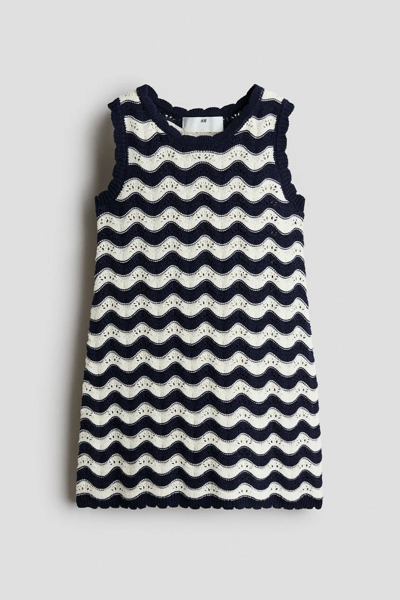 H&M Appliquéd hole-knit dress